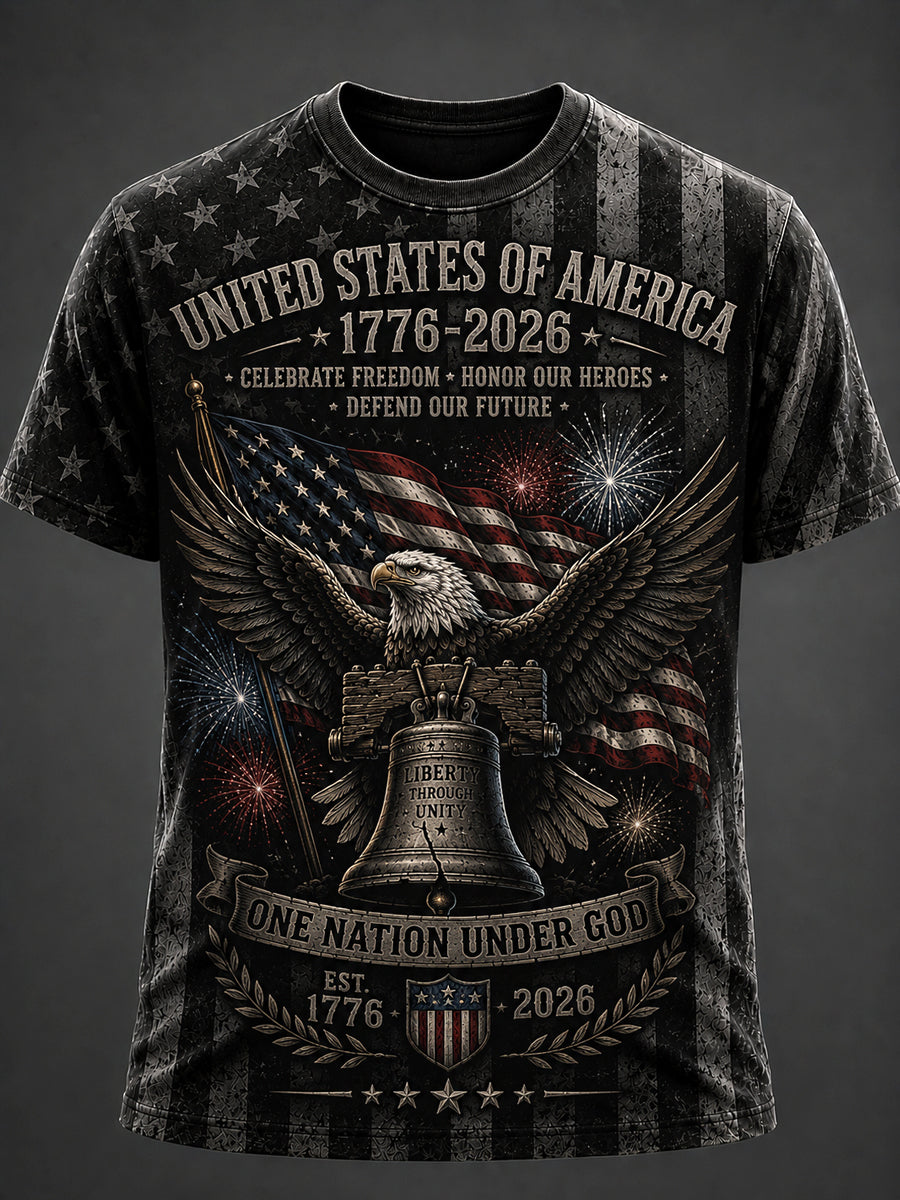 Men's Independence Day USA Flag Print Casual Patriotic Tee