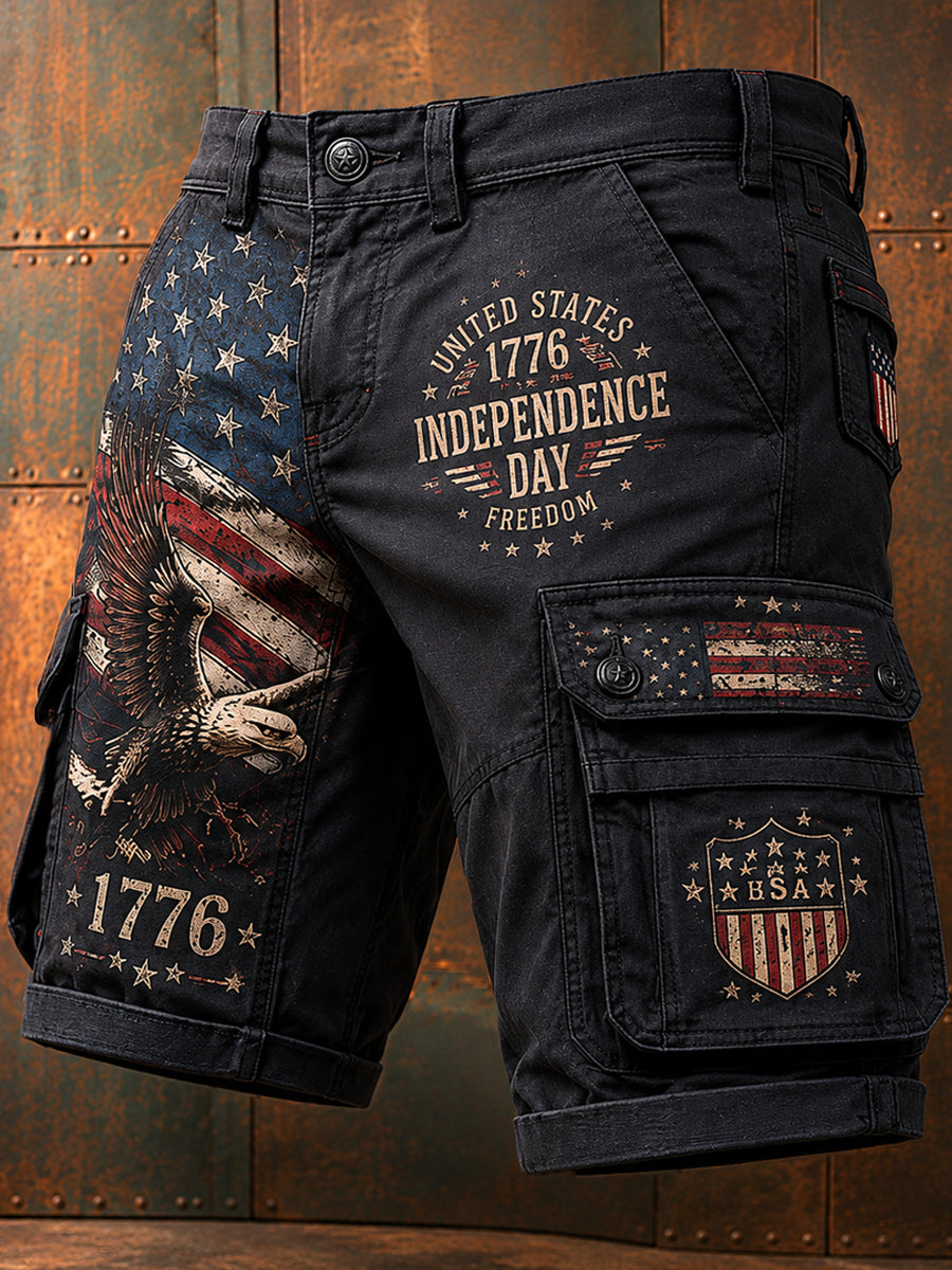 Men's Independence Day USA Flag Print Casual Patriotic Shorts