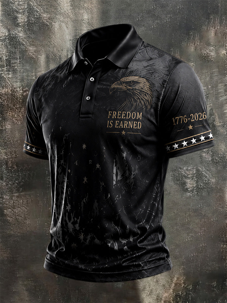 Men's Independence Day USA Flag Print Casual Patriotic Polo