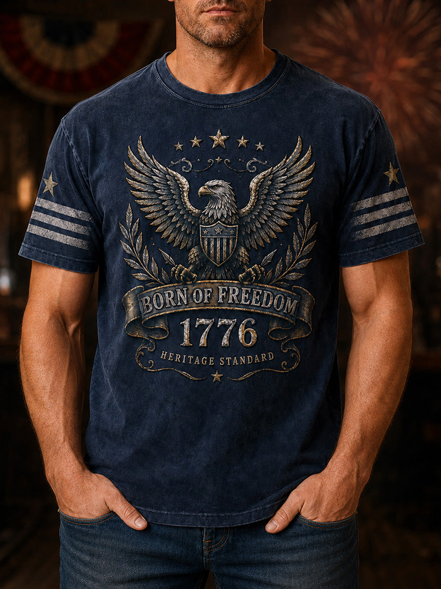 Men's Independence Day Veteran Print Casual Patriotic Tee