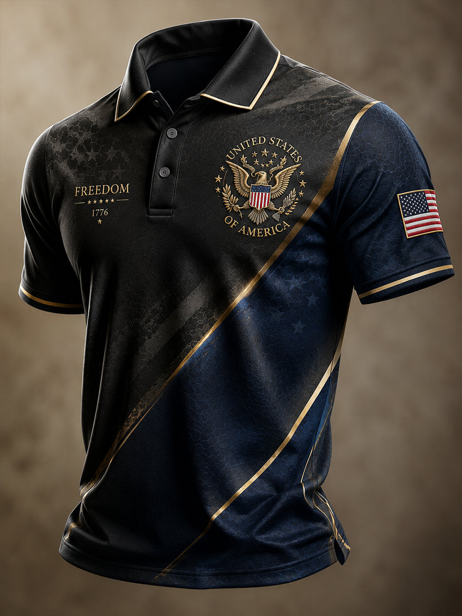 Men's USA Independence Day Patriotic Commemoration Short Sleeve Shirt