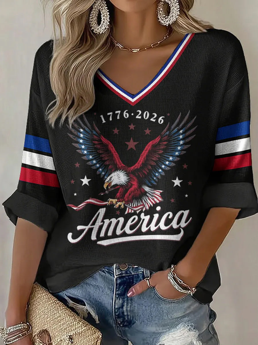 Women's America Print Casual T-shirt