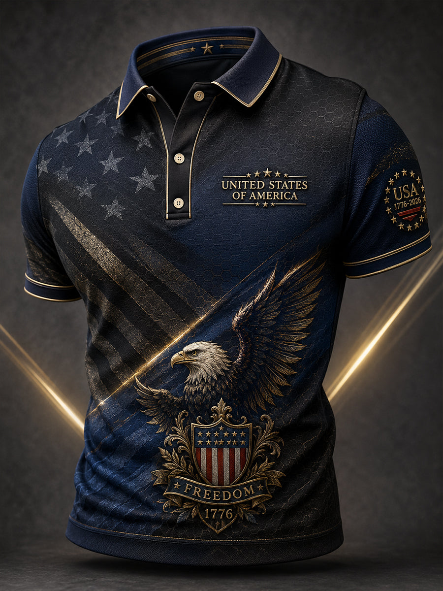 Men's USA Independence Day Patriotic Commemoration Short Sleeve Shirt