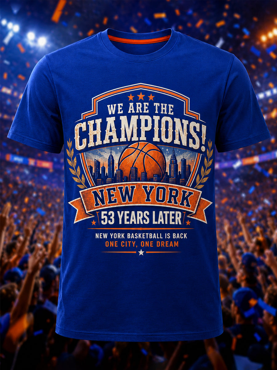 Men's New York Basketball Champions Celebration Print Casual Tee