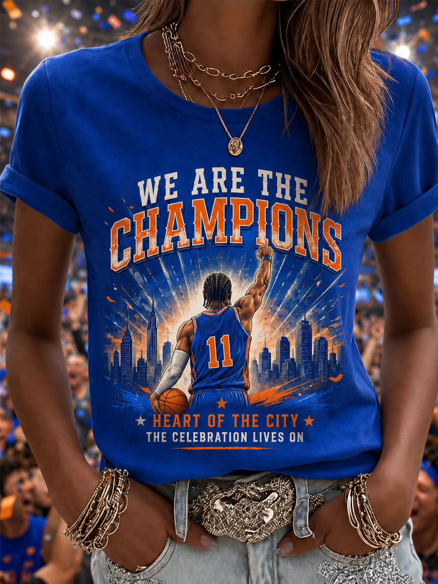 Women's New York Basketball Champions Celebration Print Casual Tee