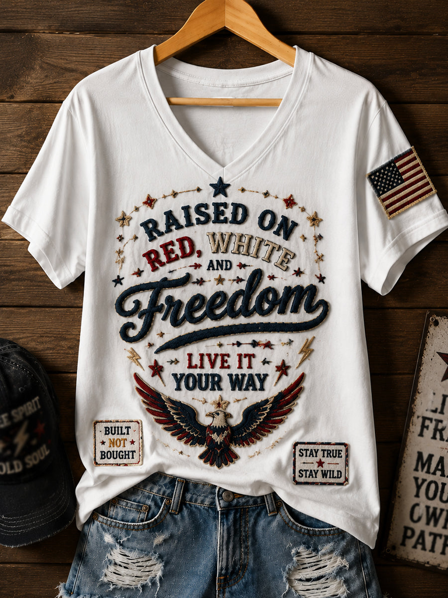 Women's Patriotic Independence Day Print Casual Short-Sleeve T-Shirt
