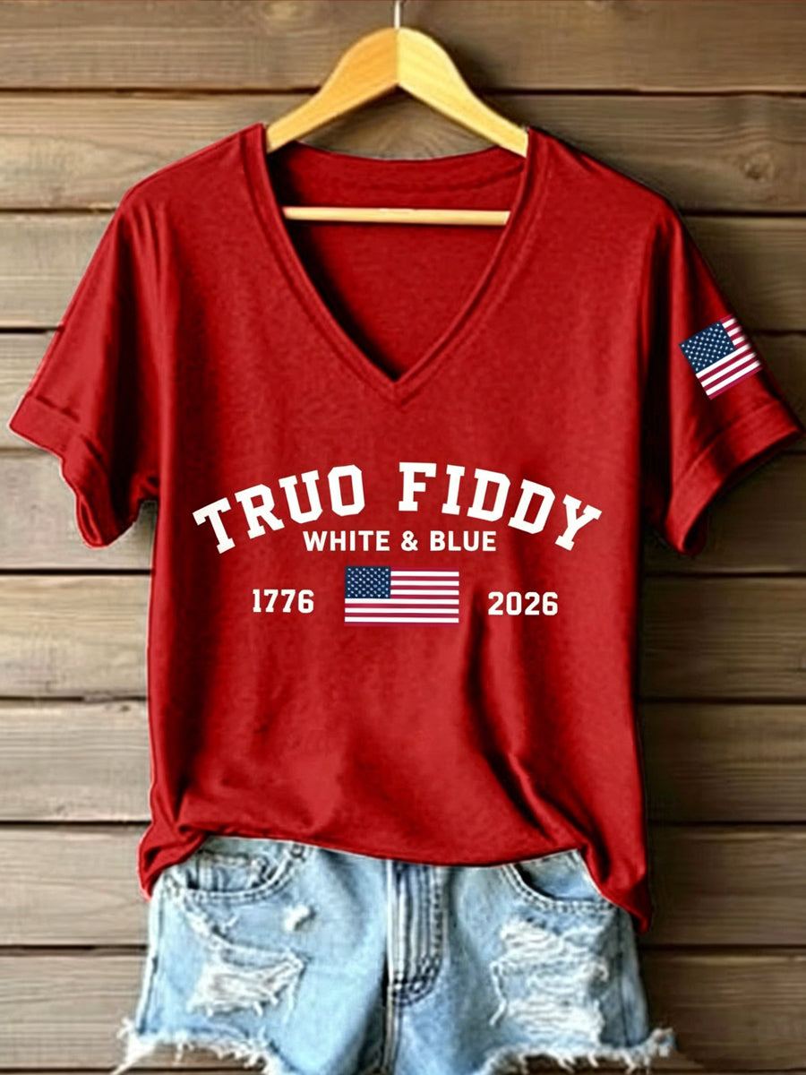 Women's Patriotic Independence Day Print Casual Short-Sleeve T-Shirt