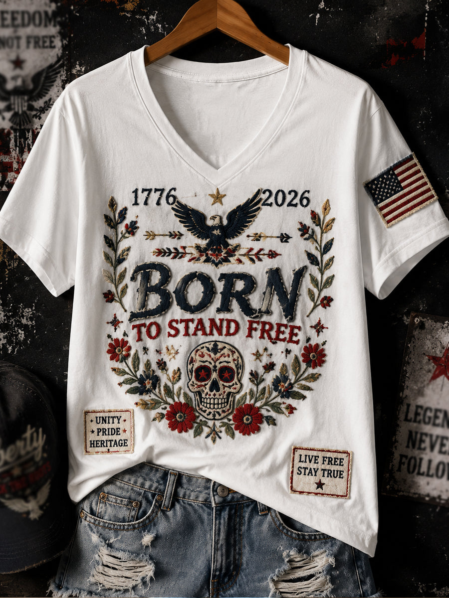Women's Patriotic Independence Day Print Casual Short-Sleeve T-Shirt
