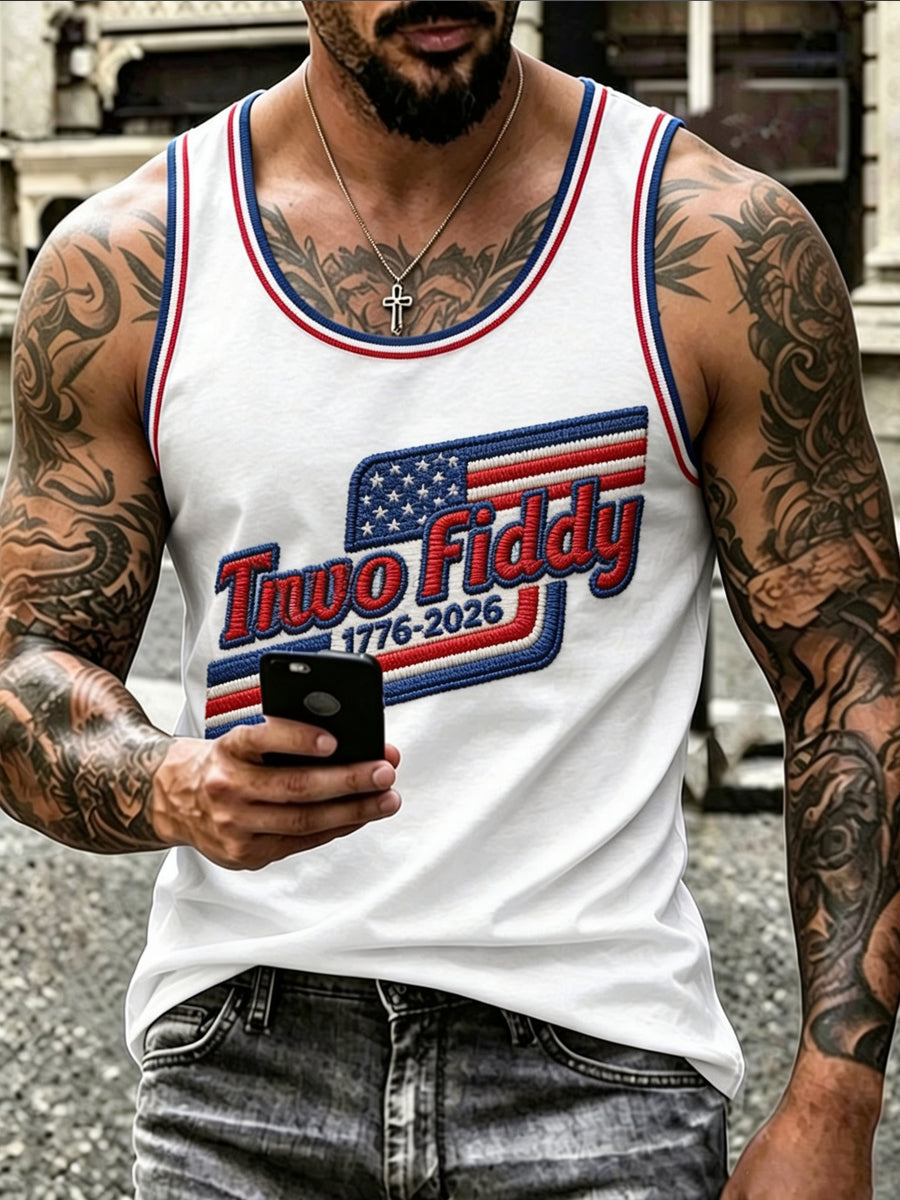 Men’s Independence Day Patriotic Embroidered Casual Vest