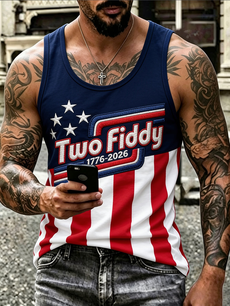 Men’s Independence Day Patriotic Embroidered Casual Vest