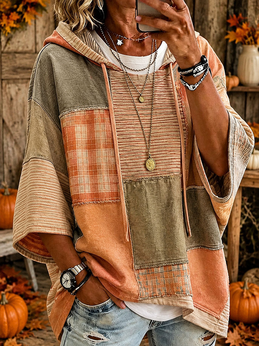Women's Fall Patchwork Art Hoodie