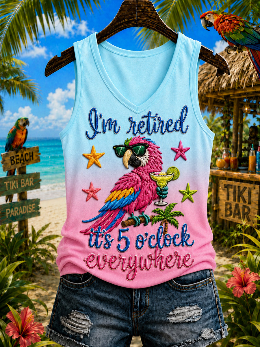 Women's It's 5 O'clock Everywhere Parrot Print Casual Vest