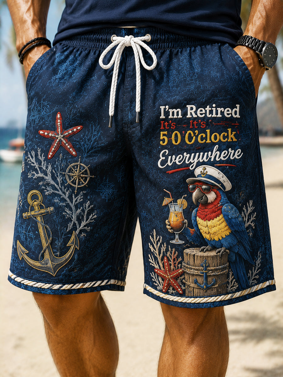 Men's Vacation Jimmy Buffett Day Navy Casual Shorts