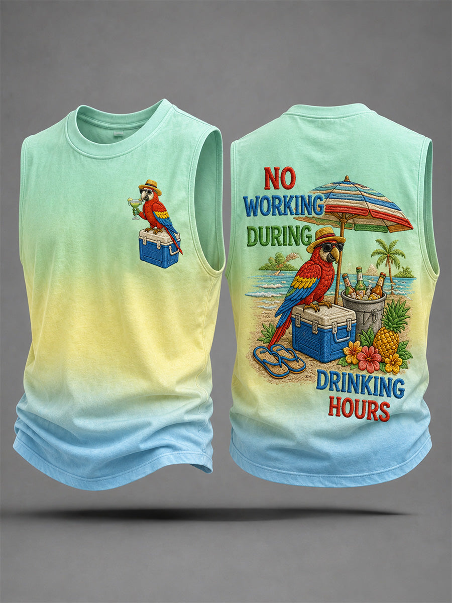 Men's No Working During Drinking Hours Print Casual Vest