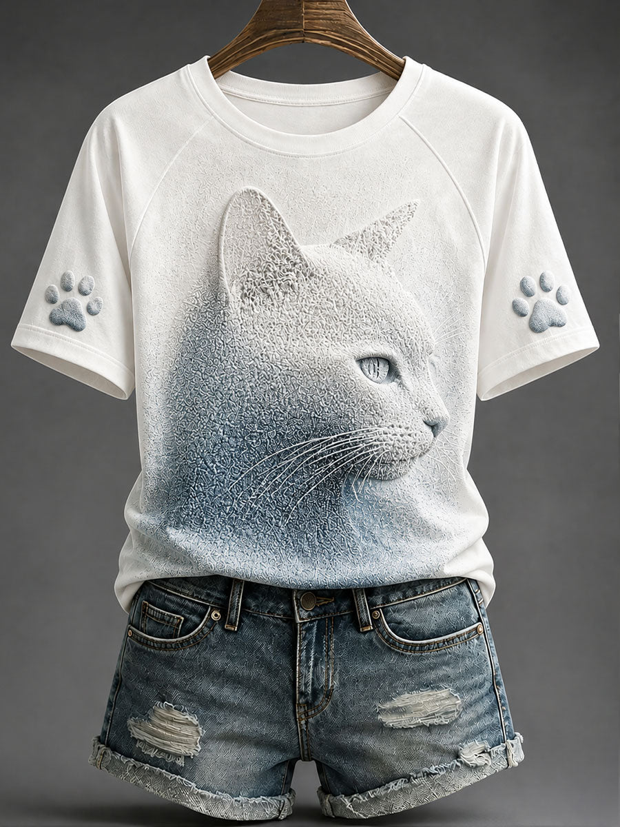 Women's Cat Print Art T-Shirts
