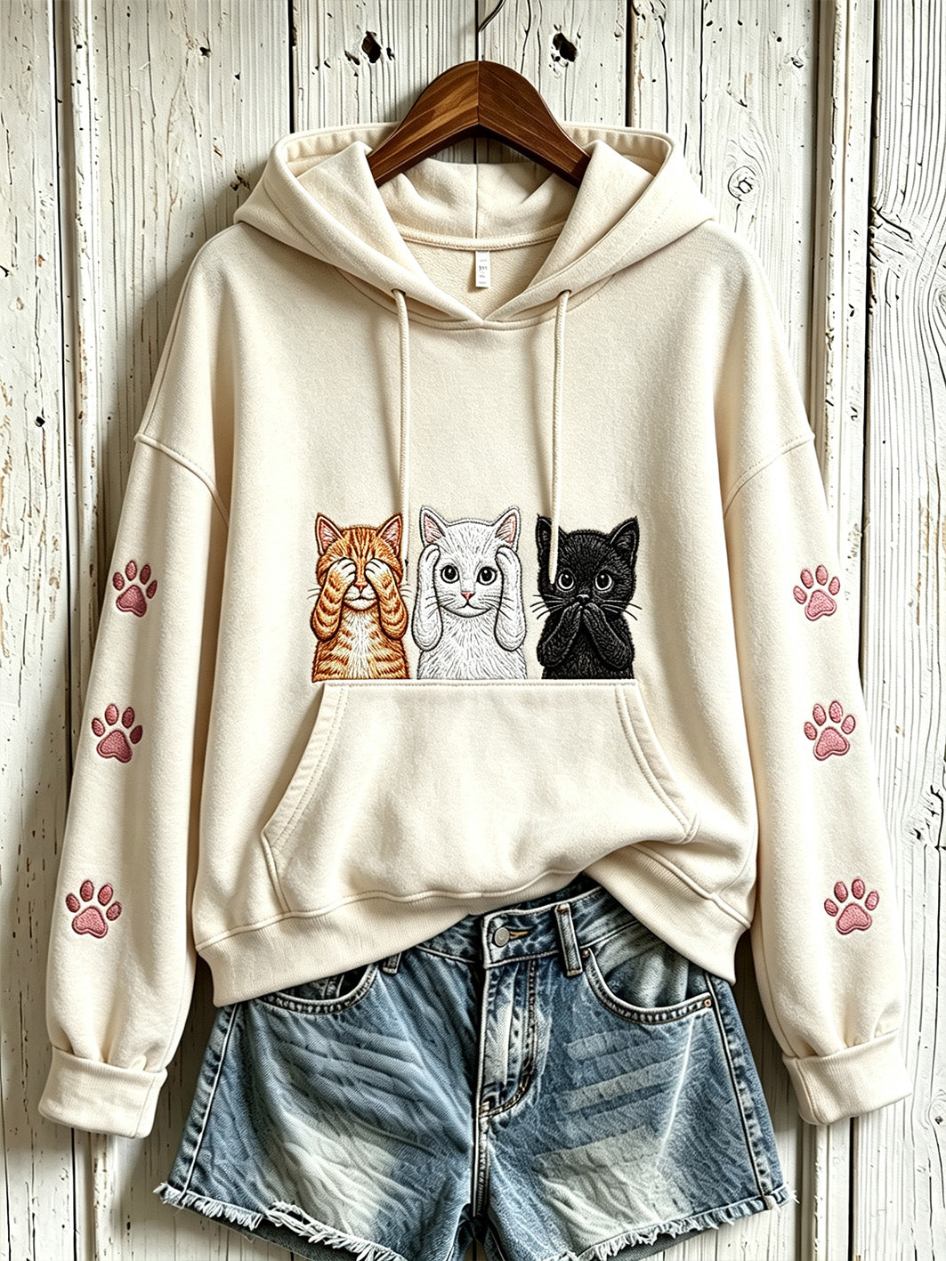 Women's Cute Cat Pattern Printed Leisure Hoodie