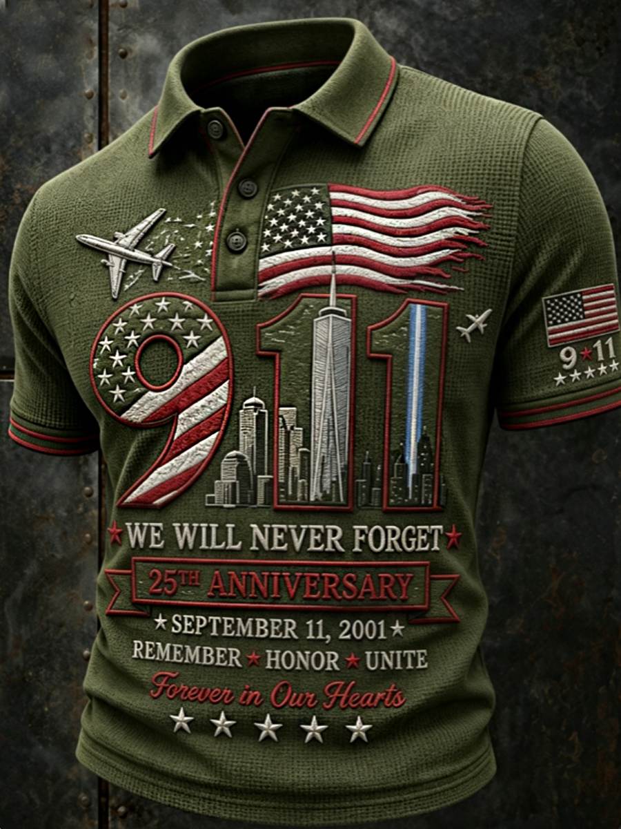 Men's We Will Never Forget 9 11 September 11 polo shirt