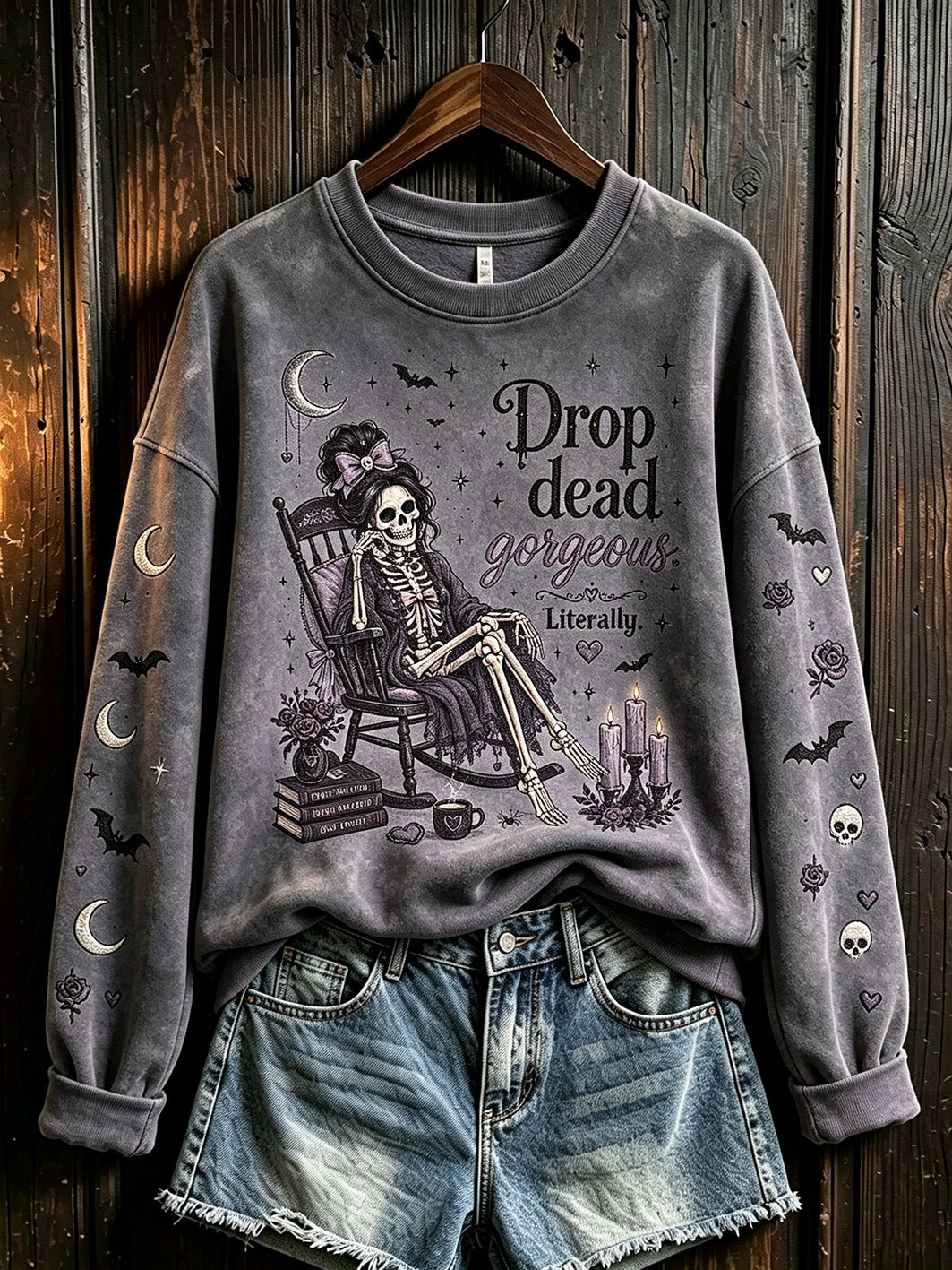 Women's Halloween pattern printed casual round neck sweatshirt
