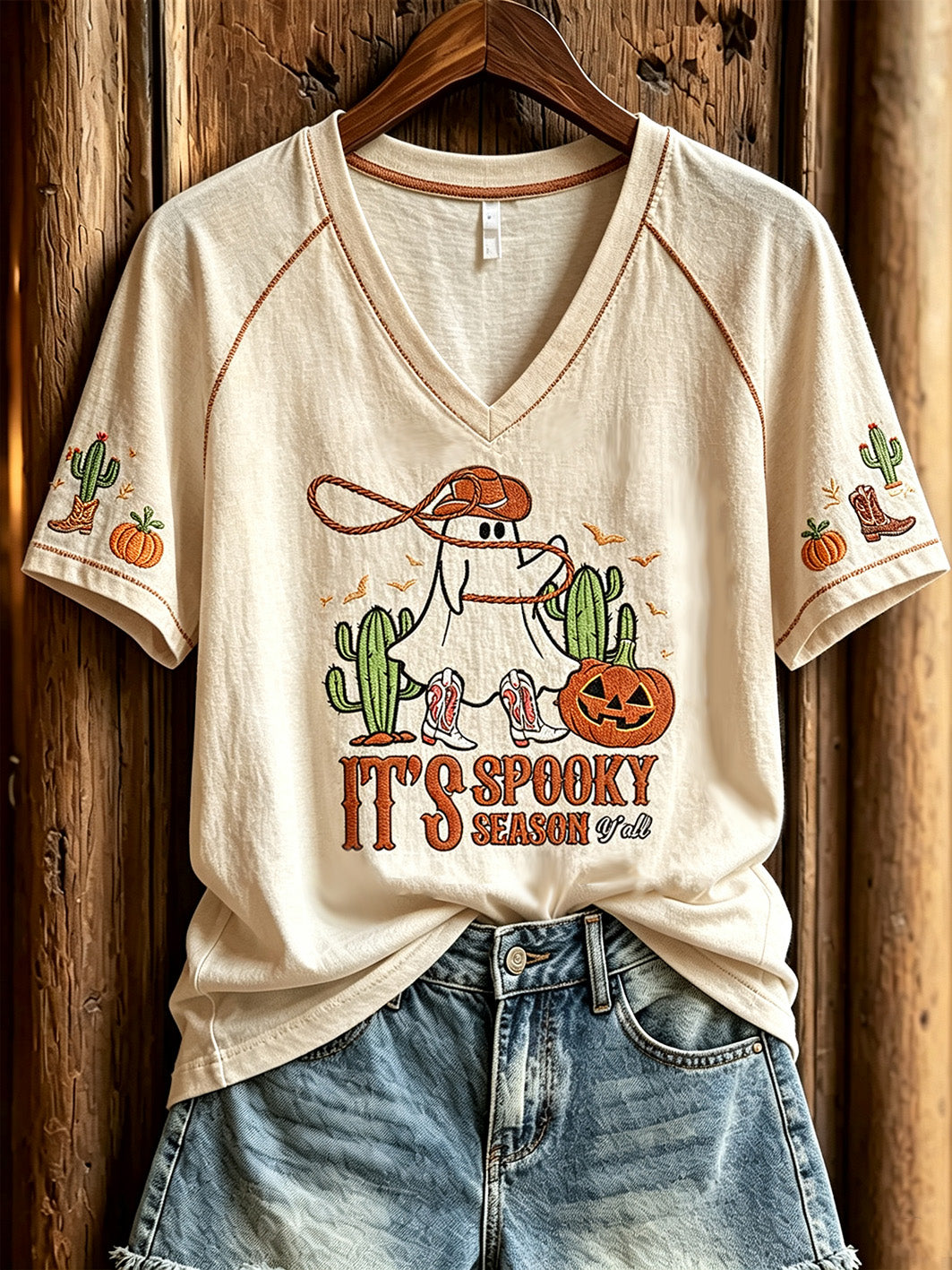 Women's Halloween Western-style Pattern Printed Casual Short-sleeve T-shirt