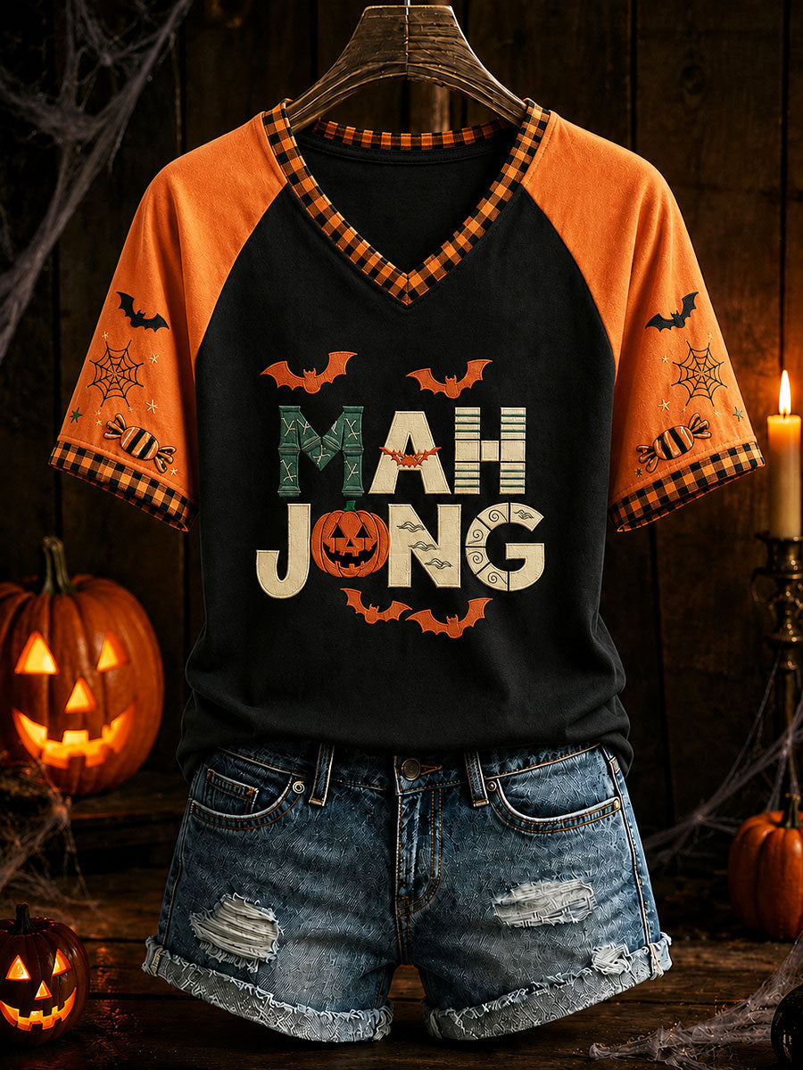 Women's Halloween Mahjong Fun Casual T-Shirt