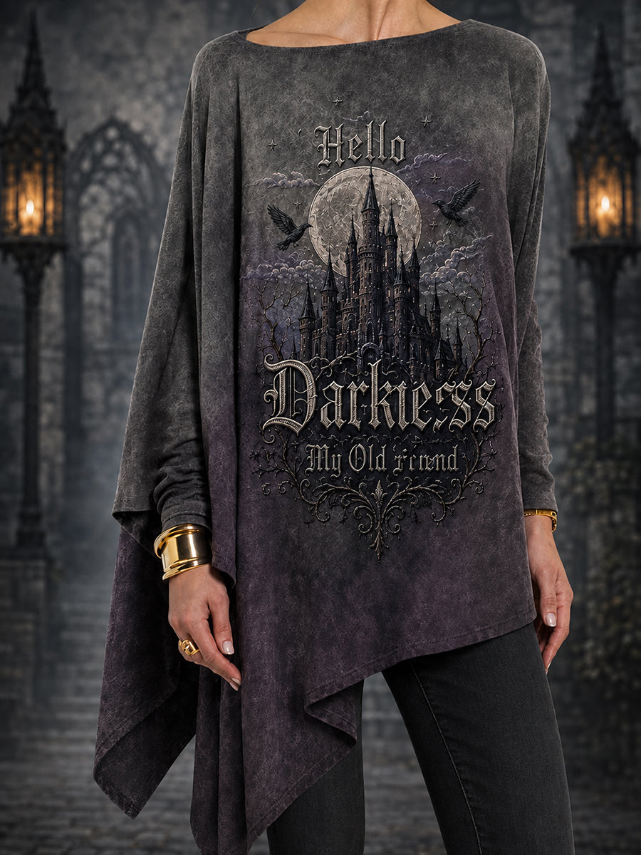 Women's Hello Darkness My Old Friend Halloween Print Casual Top