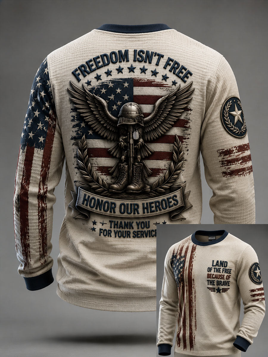 Men’s Veterans Day Casual Printed Long-Sleeve T-Shirt