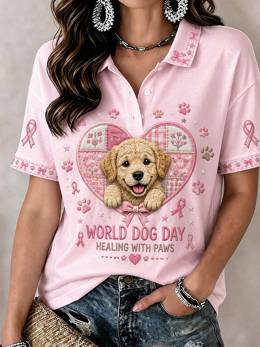 Women's Breast Cancer Awareness & Animal Print Short-Sleeve Polo Shirt