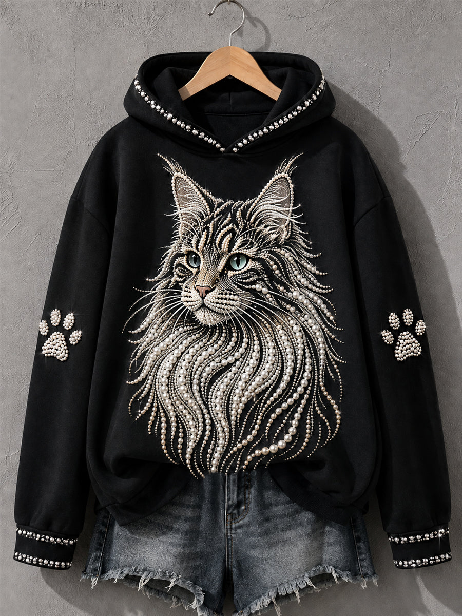 Women's Maine Coon Print Cat Lovers Casual Hoodie