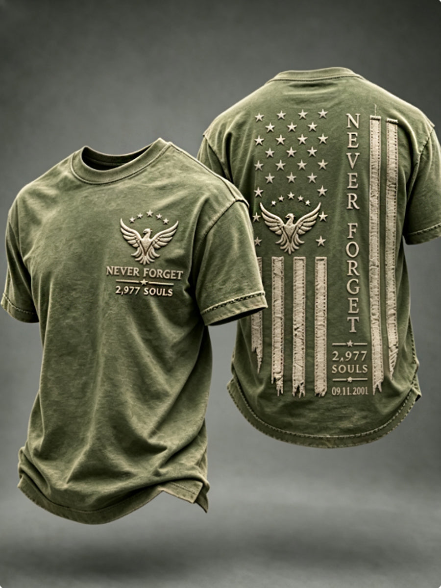 Men's NEVER FORGET 2,977 SOULS 2,977 SOULS 09.11.2001 t-shirt