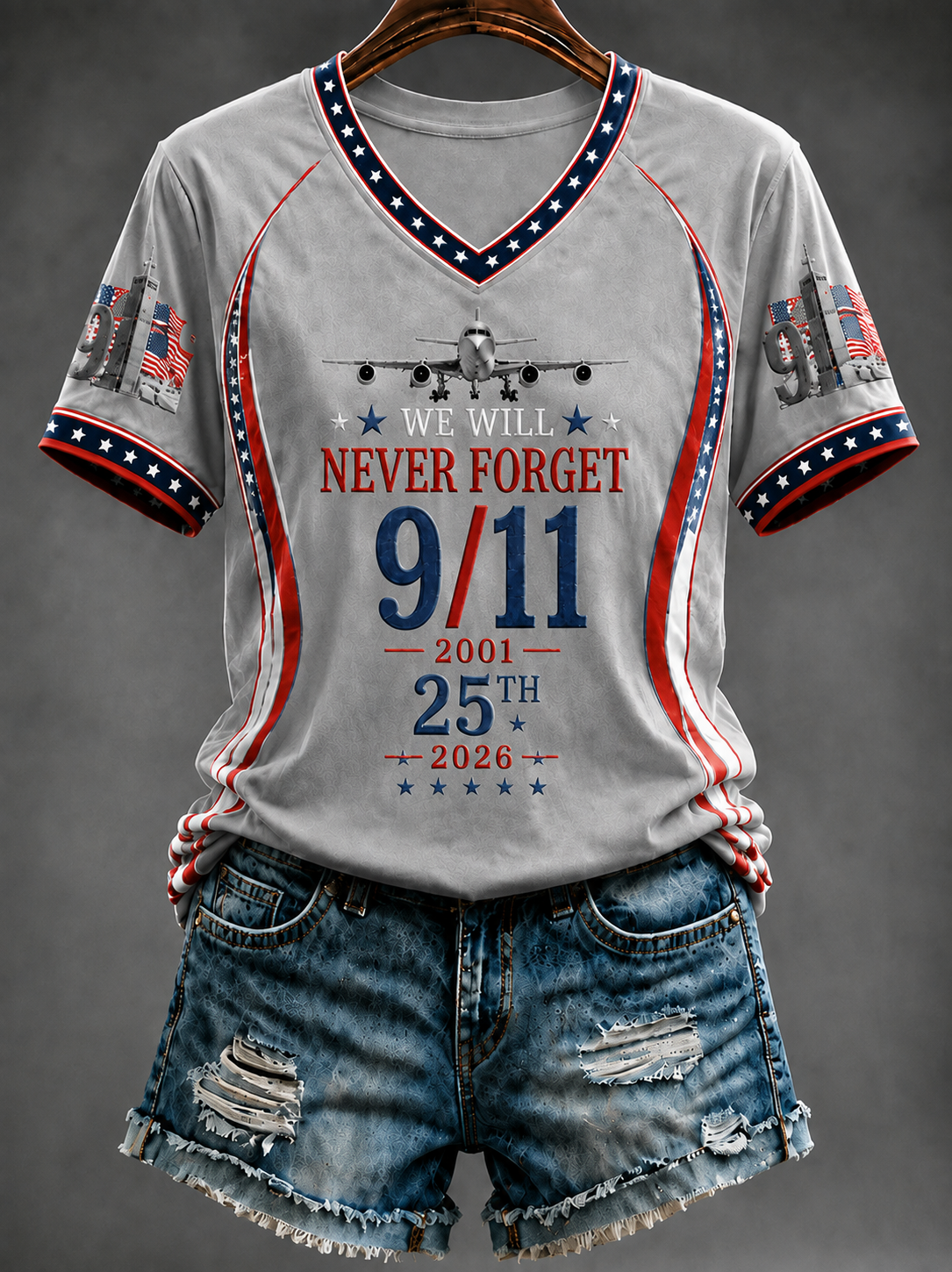 Women's WE WILL NEVER FORGET 9/11 -2001 25TH 2026 T-shirt