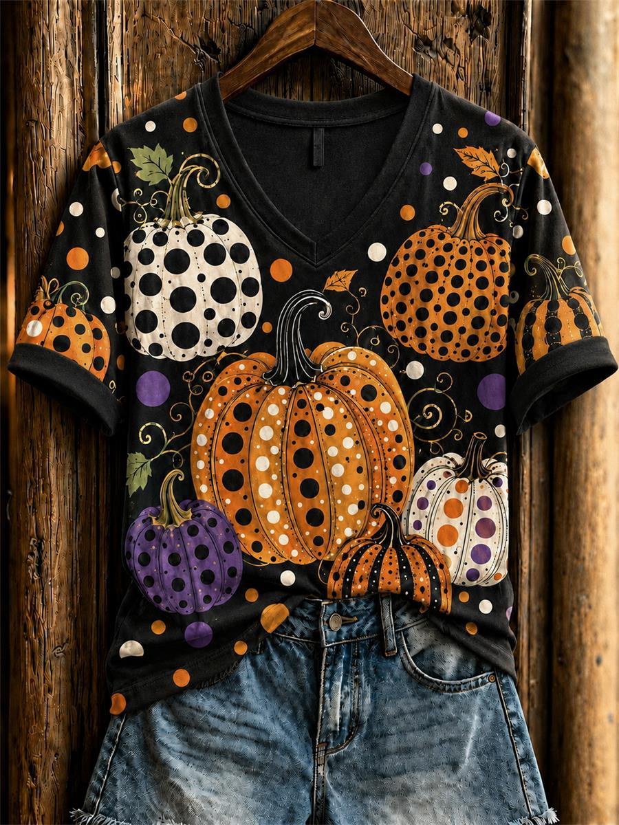 Women's Halloween Pumpkin short-sleeved T-shirt