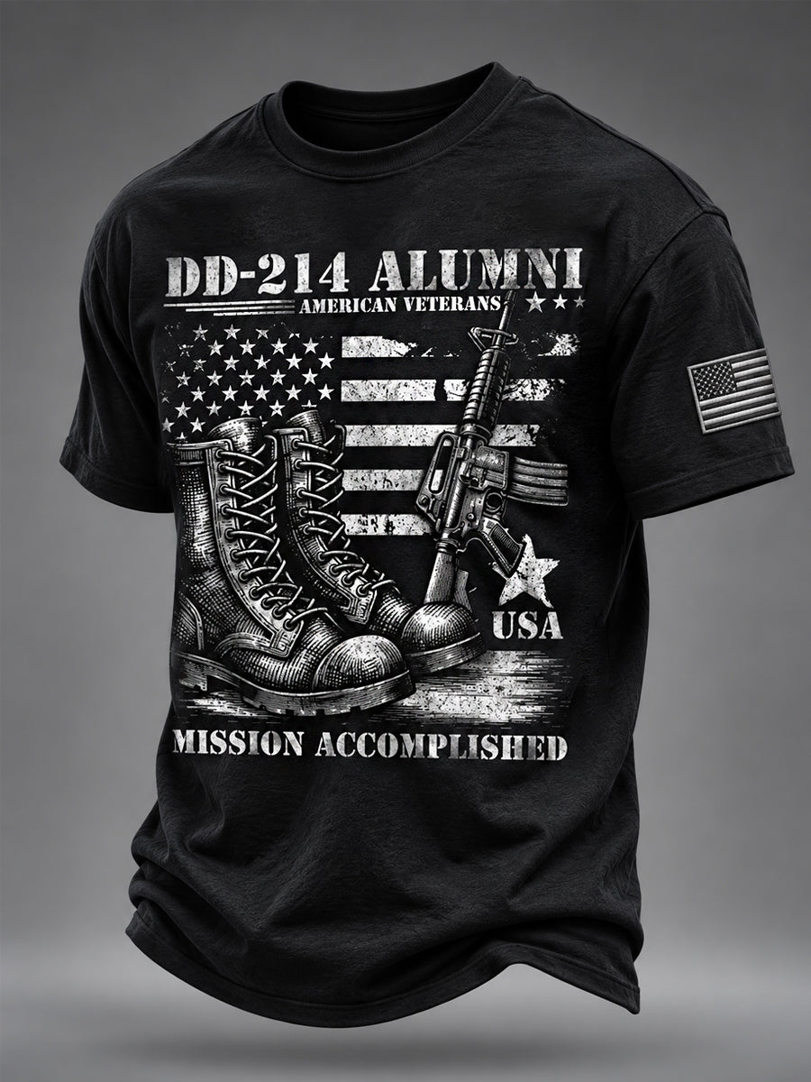 Men's DD-214 It's A Veteran Thing You Wouldn't Understand US Flag Print Veterans Day Casual Tee