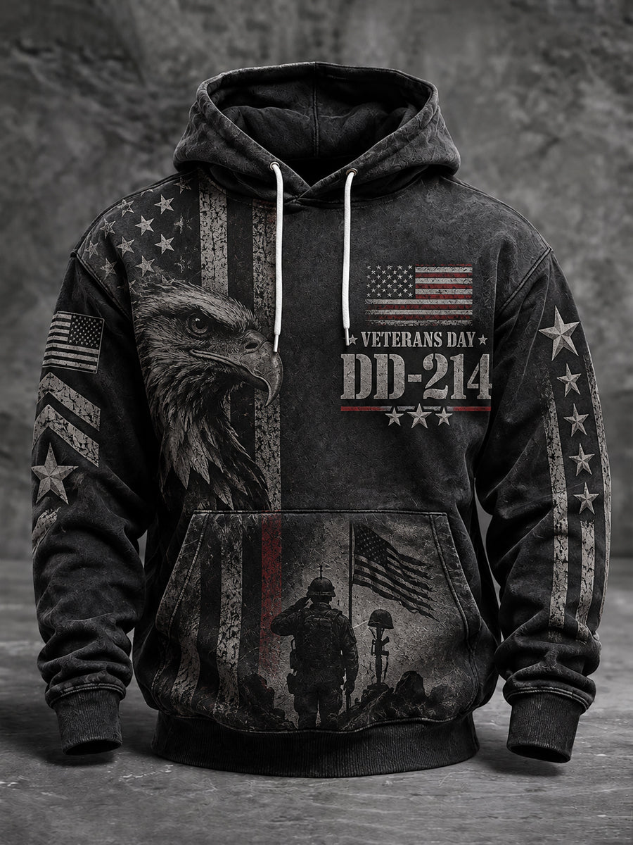 Men's VETERANS DAY Oversized Drop-Shoulder Hoodie with Pockets
