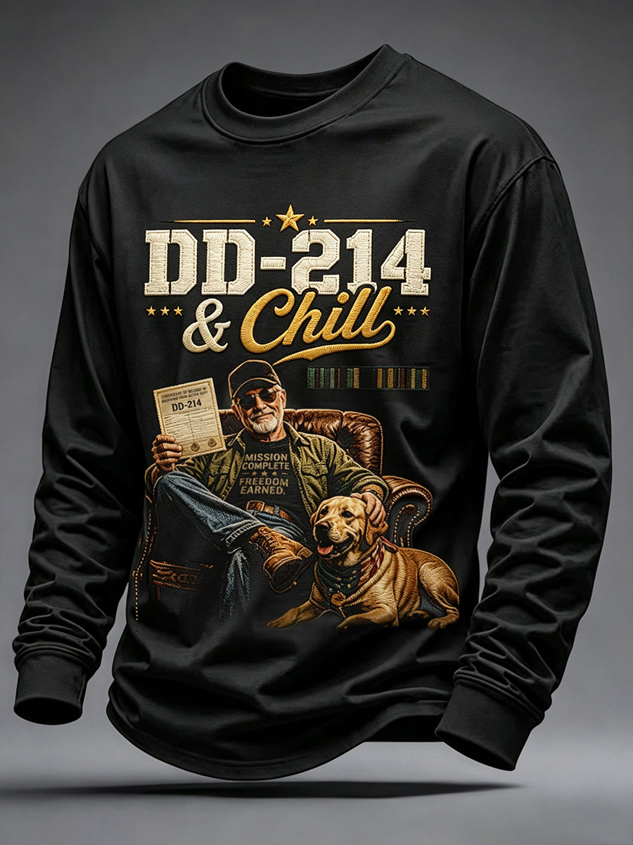 Men's DD-214 US Veterans Print Crew Neck Sweatshirt