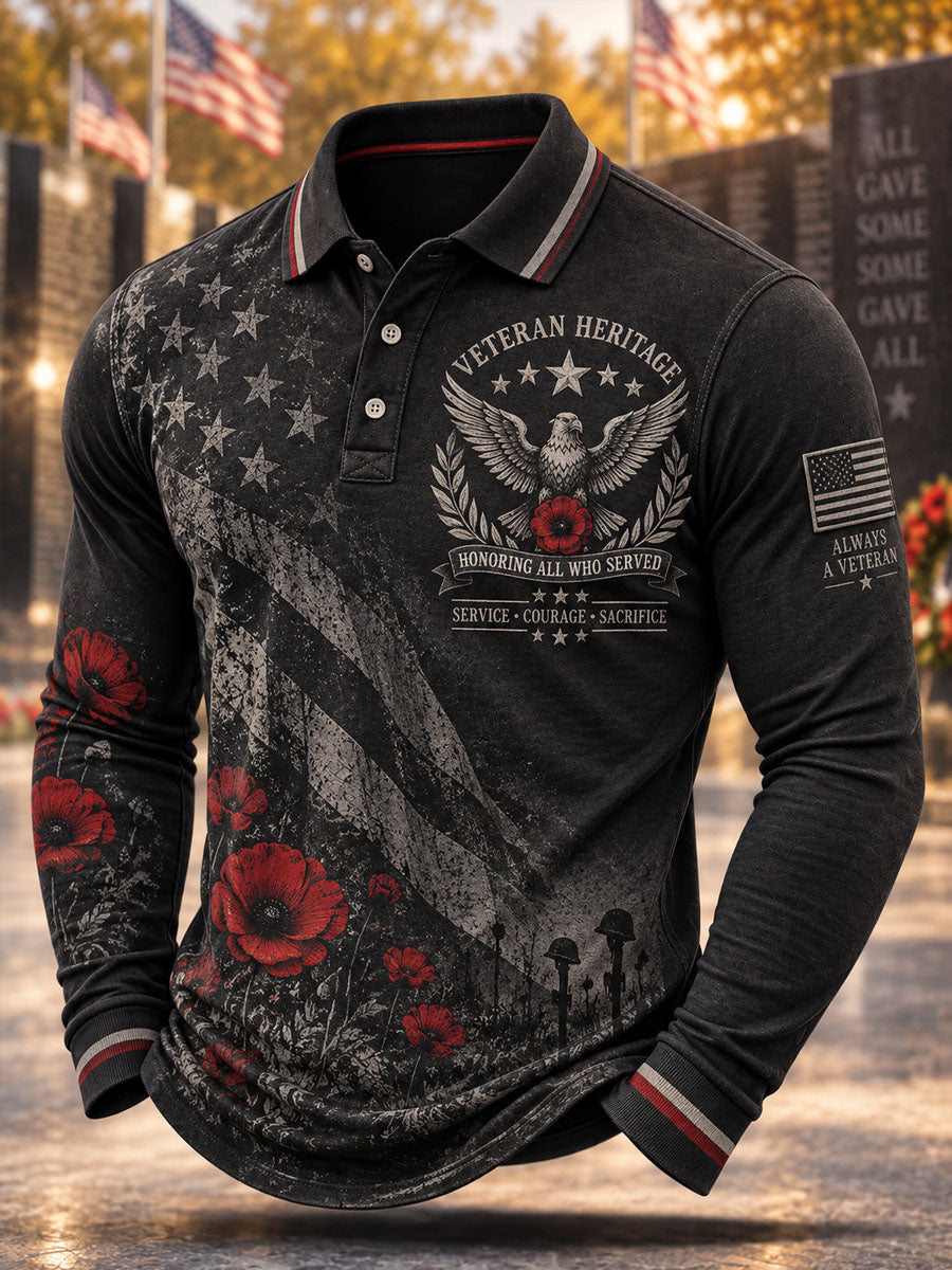 Men's Veterans' Day Print Casual Polo Shirt