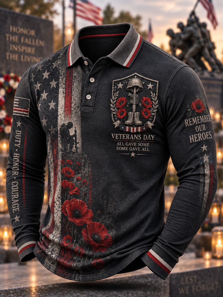 Men's Veterans' Day Print Casual Polo Shirt