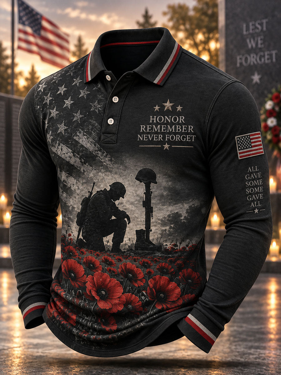 Men's Veterans' Day Print Casual Polo Shirt