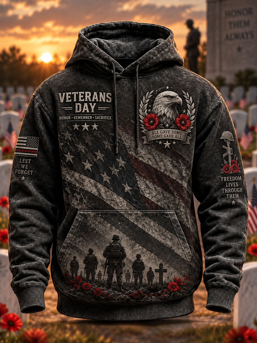 Men's Veterans Day Print Casual Hoodie