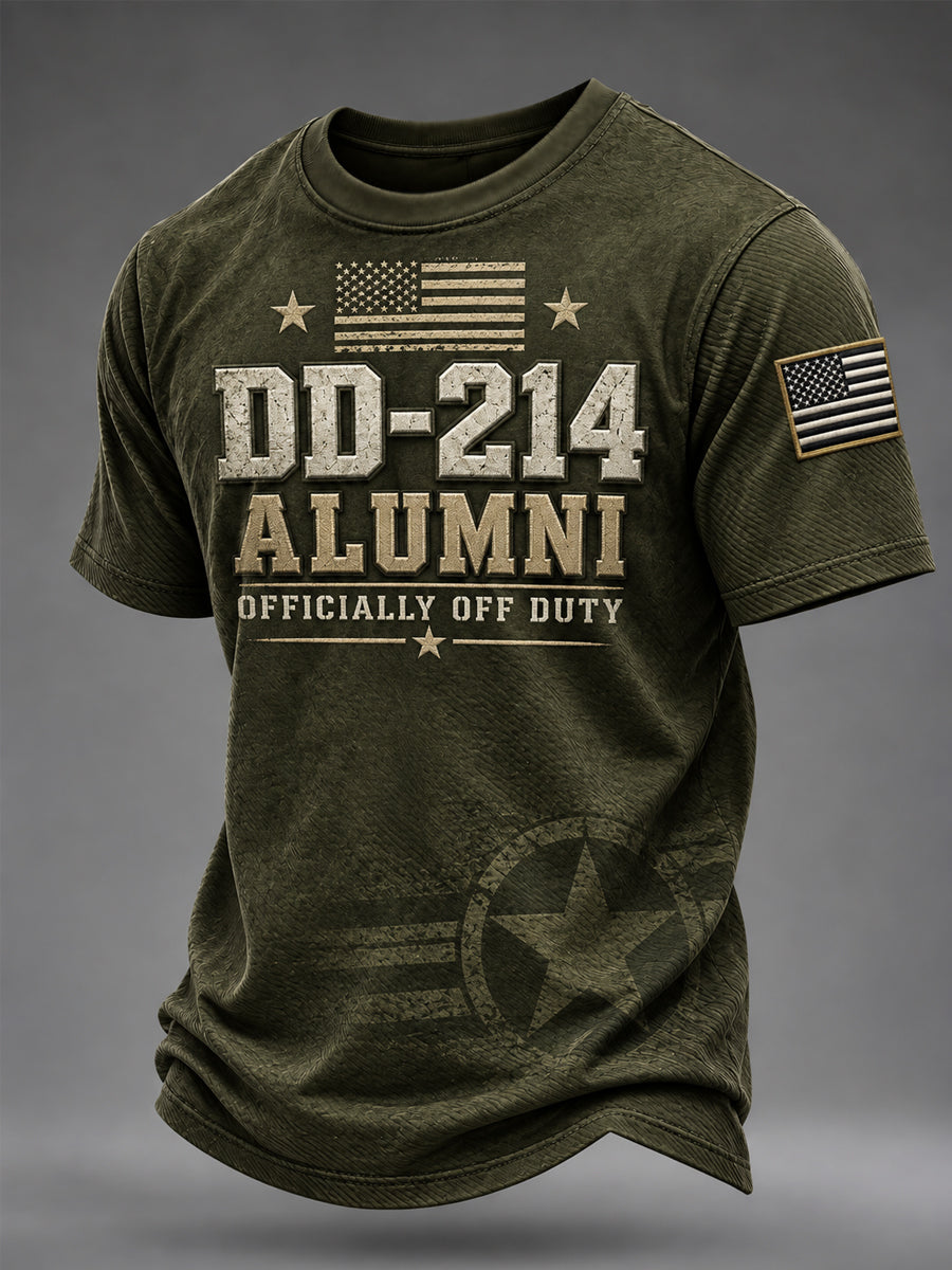 Men's Veterans Day DD-214 Alumni US Flag Print Casual Tee