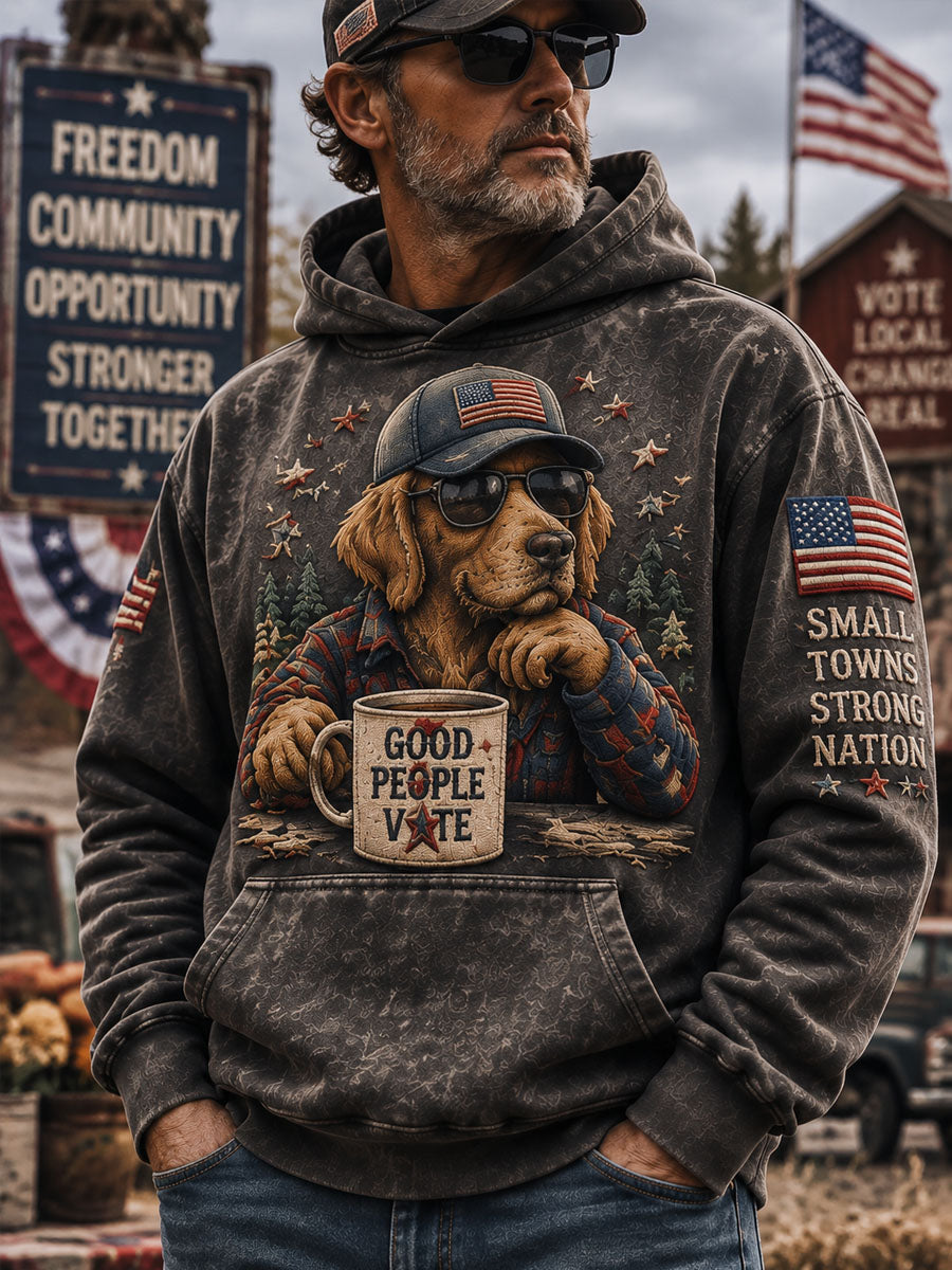 Patriotic Animal Vote Graphic Hooded Sweatshirt