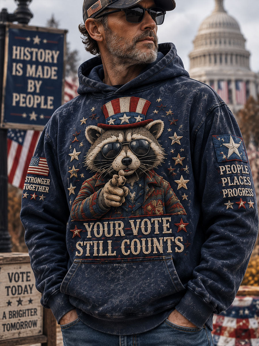 Patriotic Animal Vote Graphic Hooded Sweatshirt