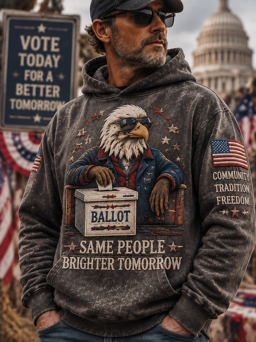 Patriotic Animal Vote Graphic Hooded Sweatshirt