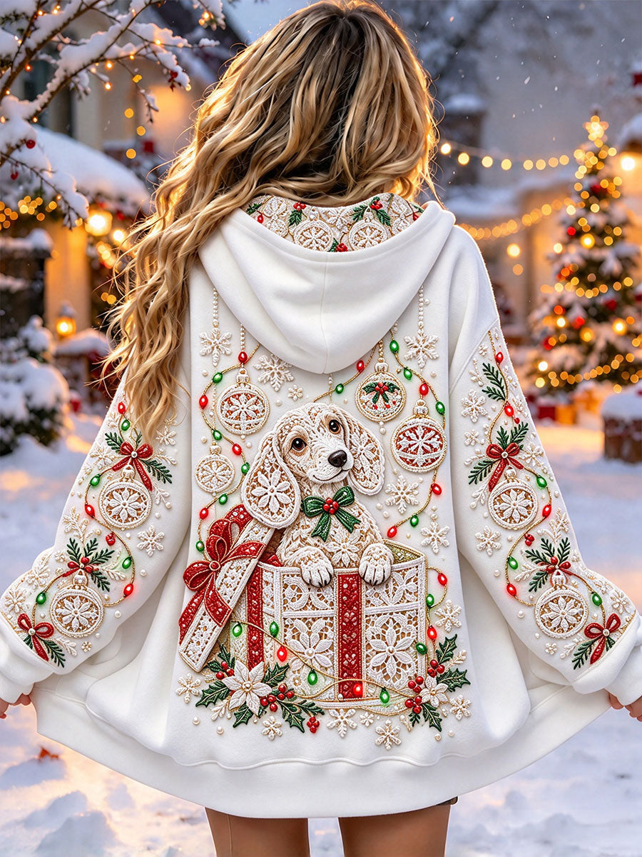 Women's Christmas Dachshund Print Jackets