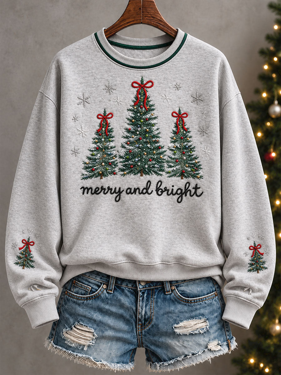 Women's Merry Christmas Tree Art Printed Sweatshirt