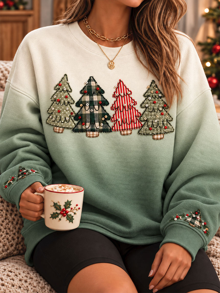 Women's Merry Christmas Tree Art Printed Sweatshirt