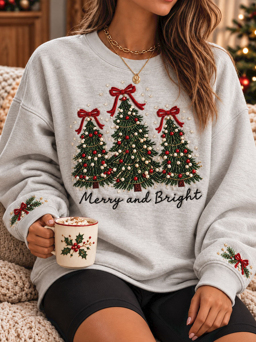 Women's Merry Christmas Tree Art Printed Sweatshirt