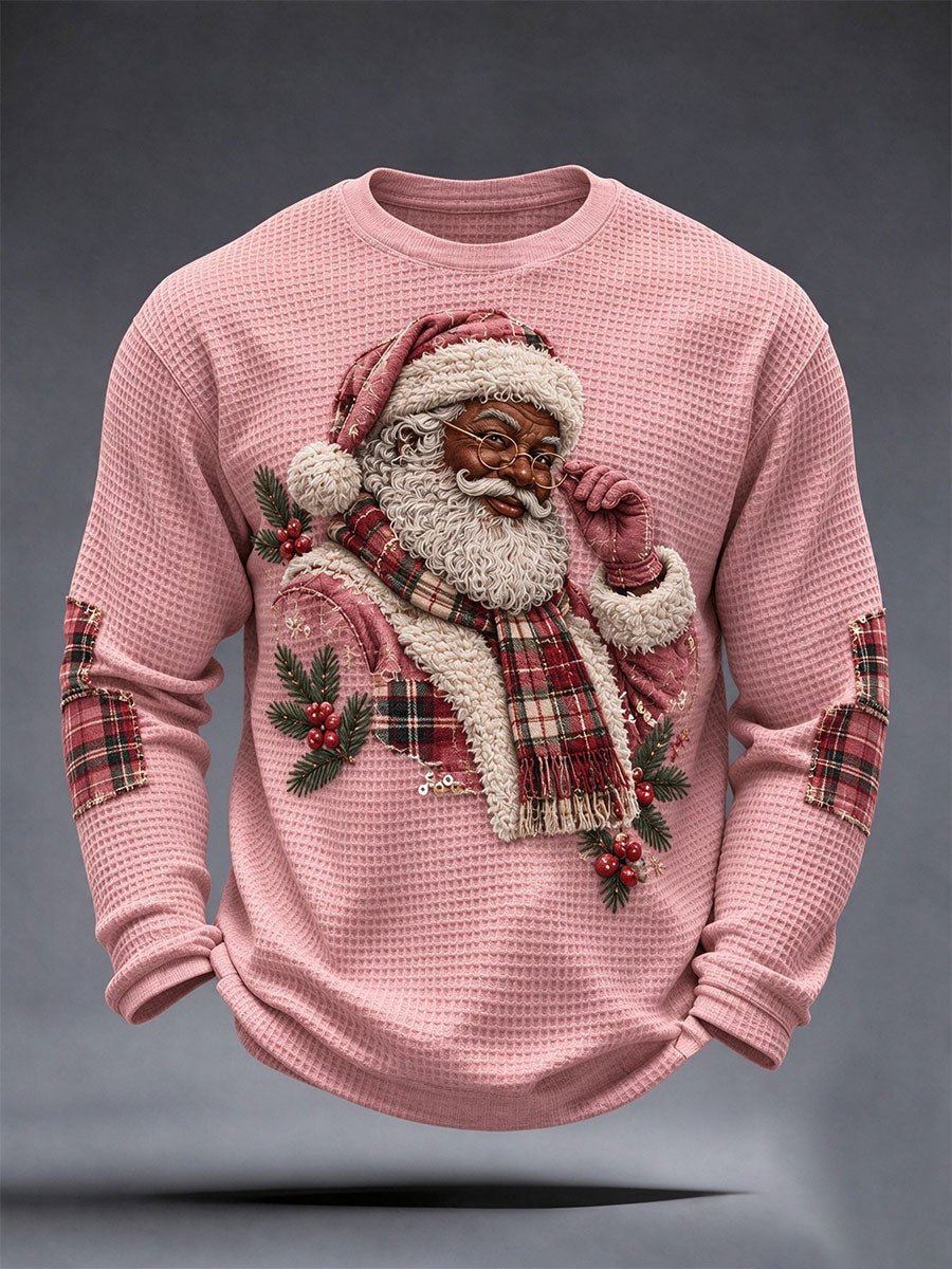 Men's Vintage Pink Santa Waffle Top