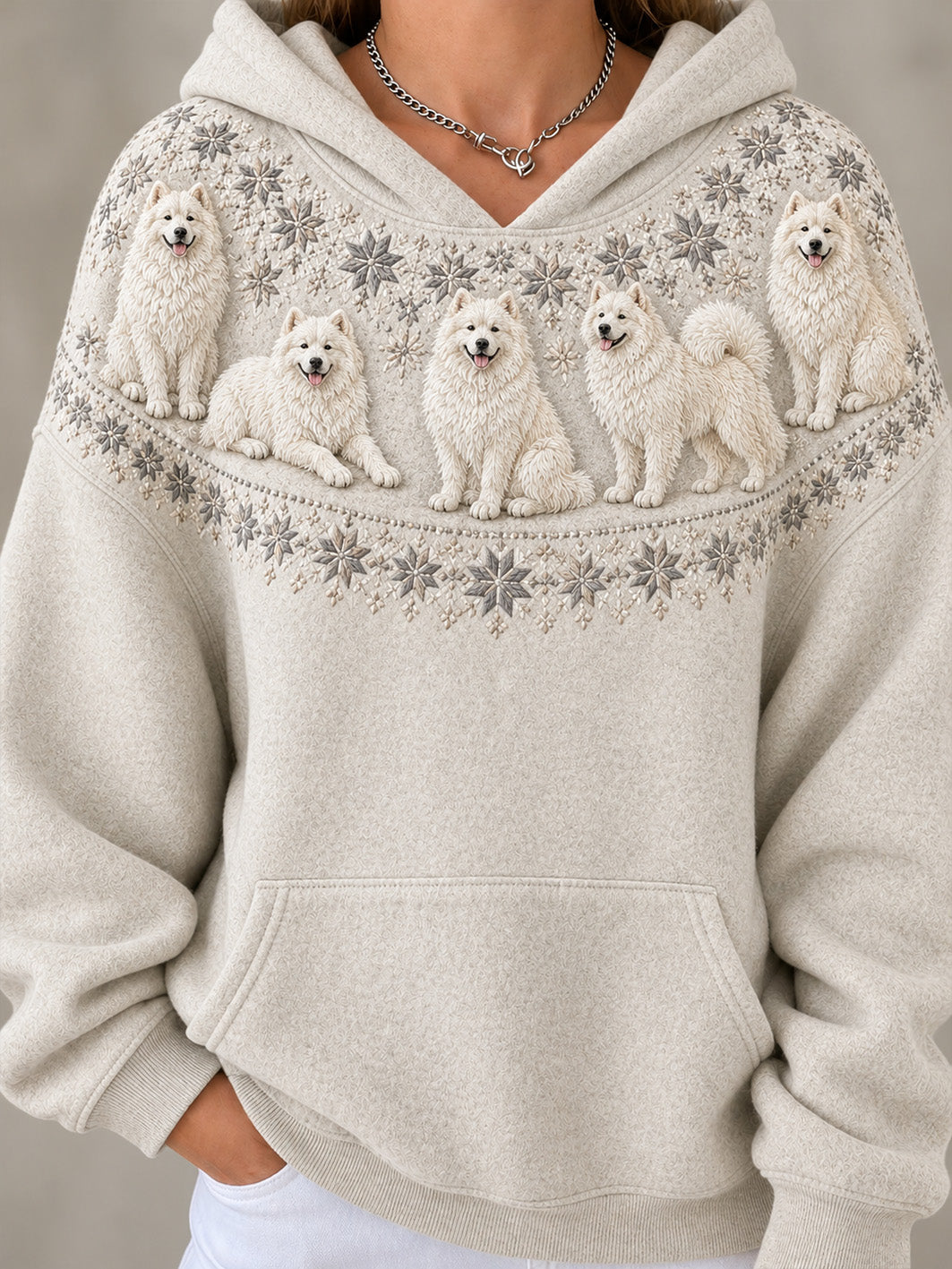 Women's Samoyeds Pattern Causal Hoodie