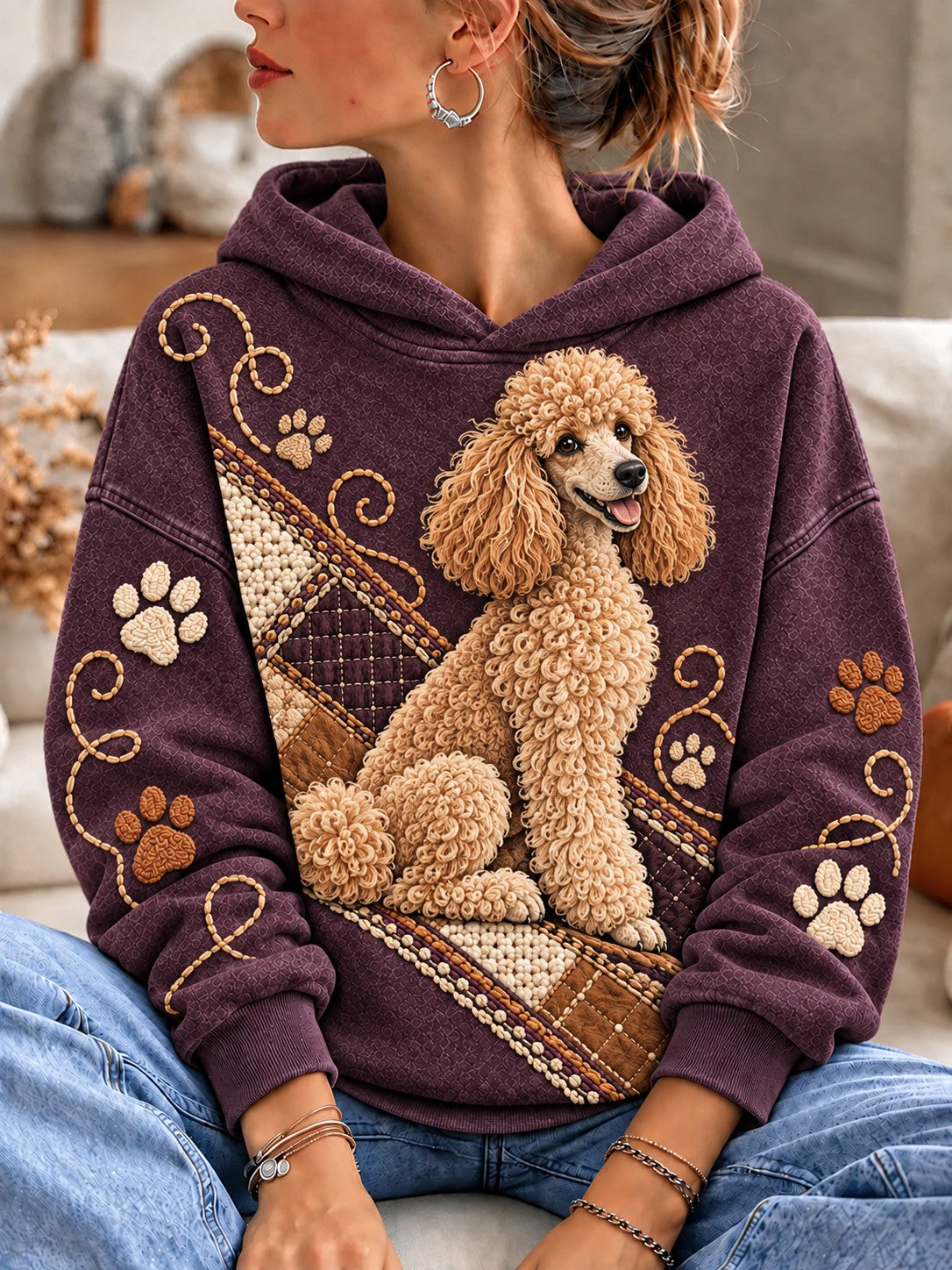Women's Dog Printed Hoodie