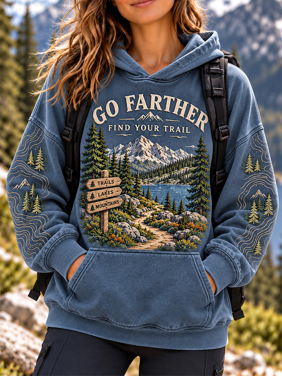 Women's Wilderness Trail Print Hike Lovers Hoodies